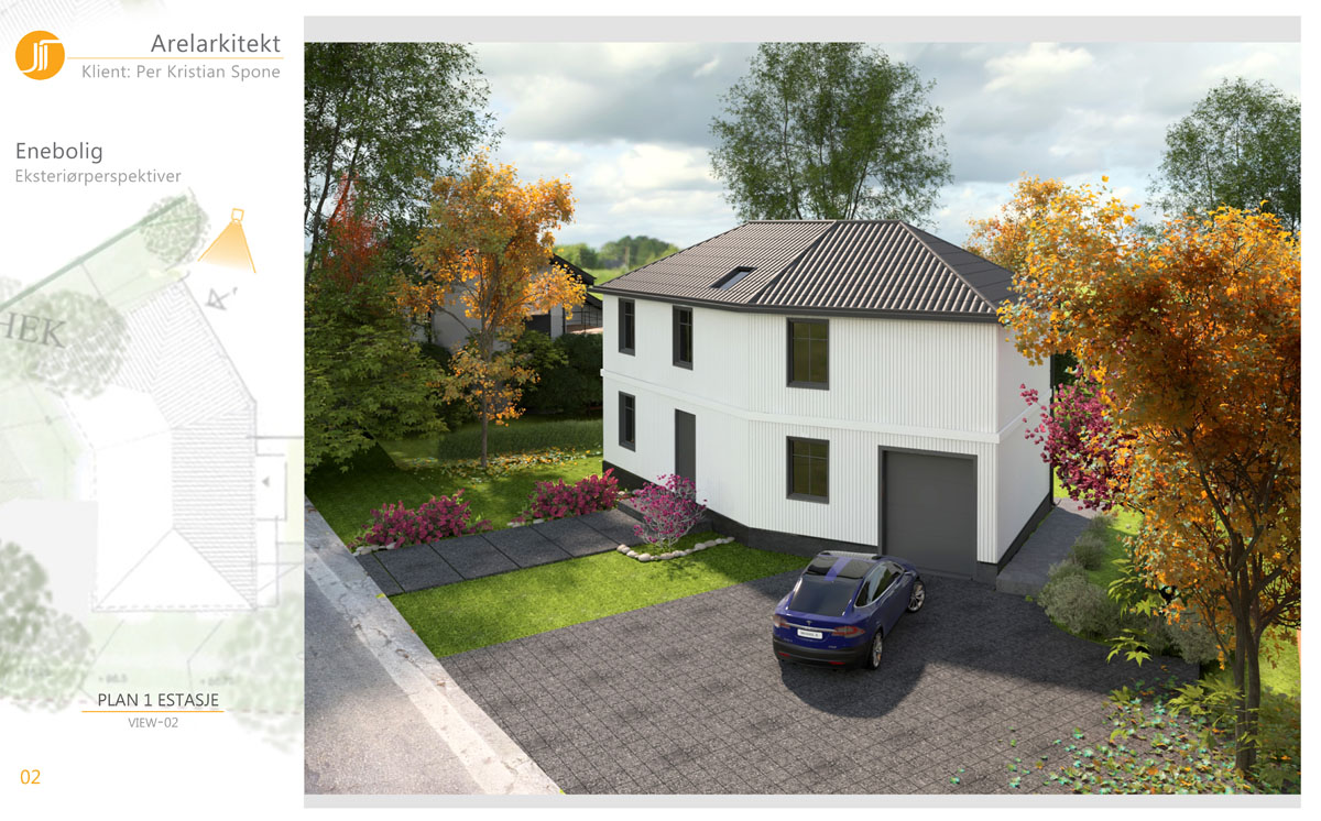 Moderne enebolig i Oslo med store vindusflater og trepanel